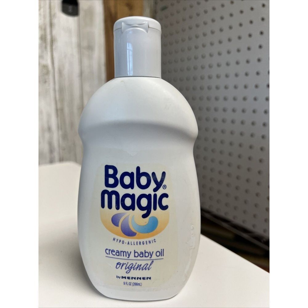 Vintage 80's Bottle Baby Magic Creamy Baby Oil Original By Mennen Hypoallergenic